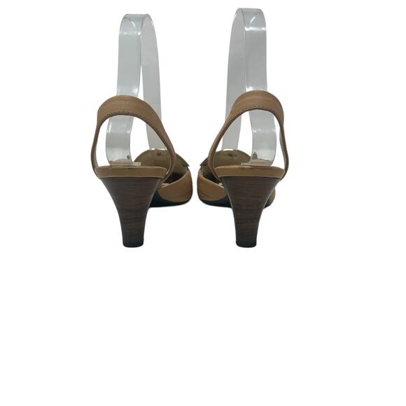 Tod's Debbie Slingback Kitten Heels Pumps Pointed Toe Leather Tan Size US‎ 5.5 - Picture 9 of 14